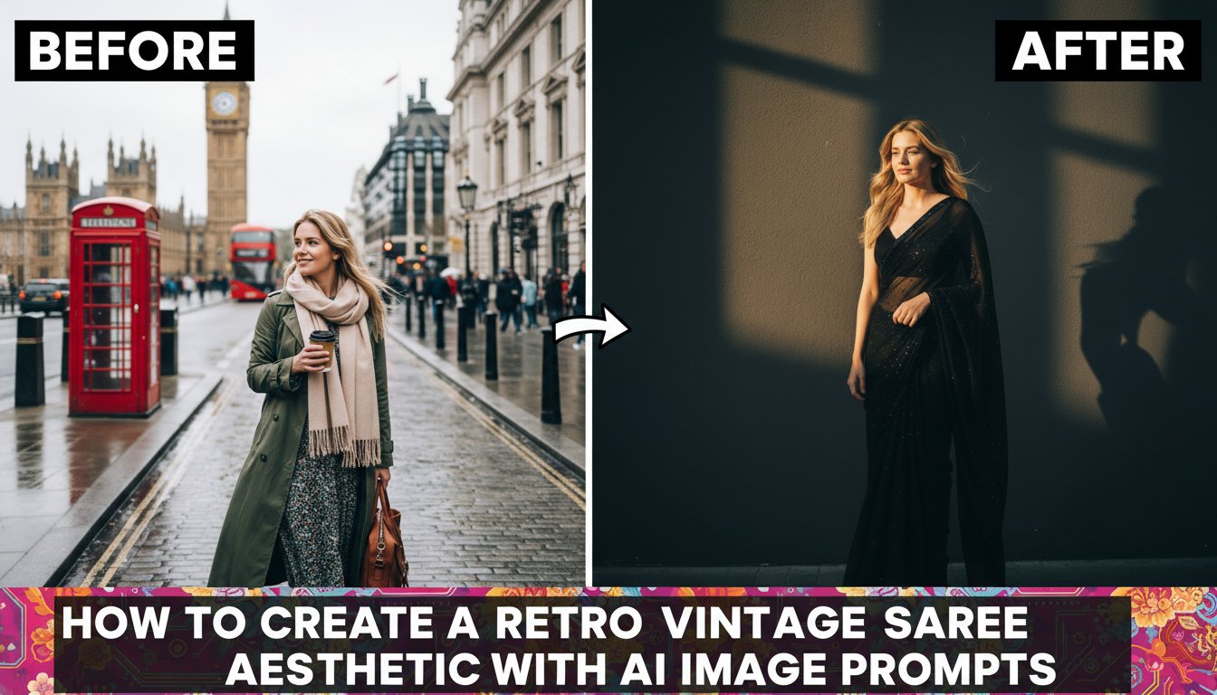 How to Create a Retro Vintage Saree Aesthetic with AI Image Prompts